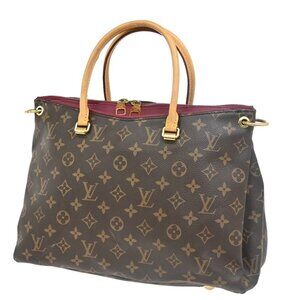 LOUIS VUITTON Logo Pallas Hand Bag Monogram Leather Brown Purple
